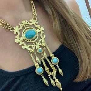 Gold and turquoise tribal necklace